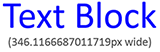 How wide text block is in pixels